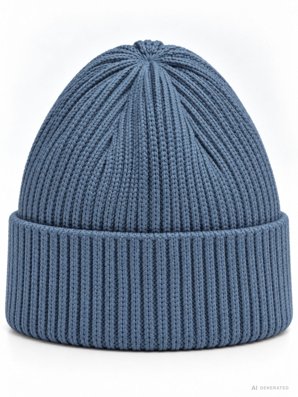 Damen Strickmütze mit Herz-Stickerei – Jeansblau