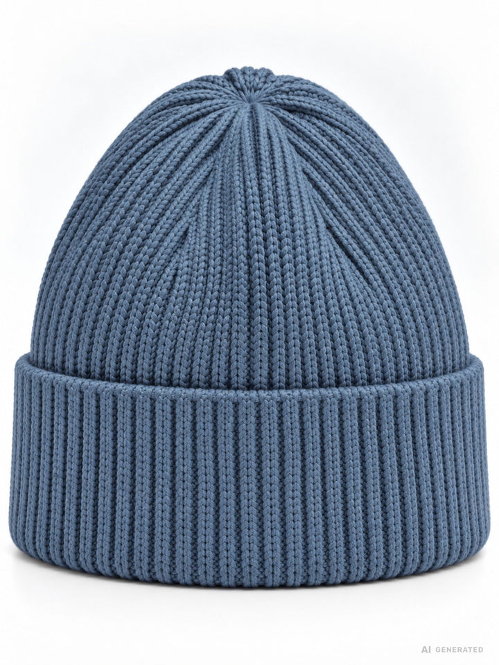 Damen Strickmütze mit Herz-Stickerei – Jeansblau