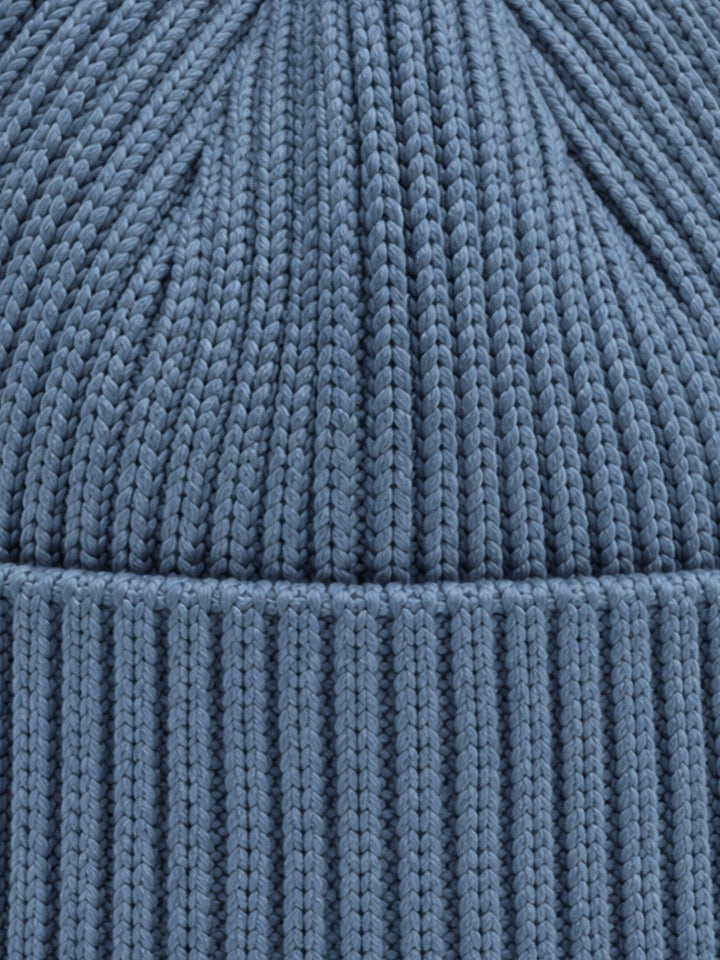 Damen Strickmütze mit Herz-Stickerei – Jeansblau