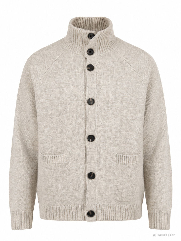 Strickjacke Herren Stehkragen Knopfleiste