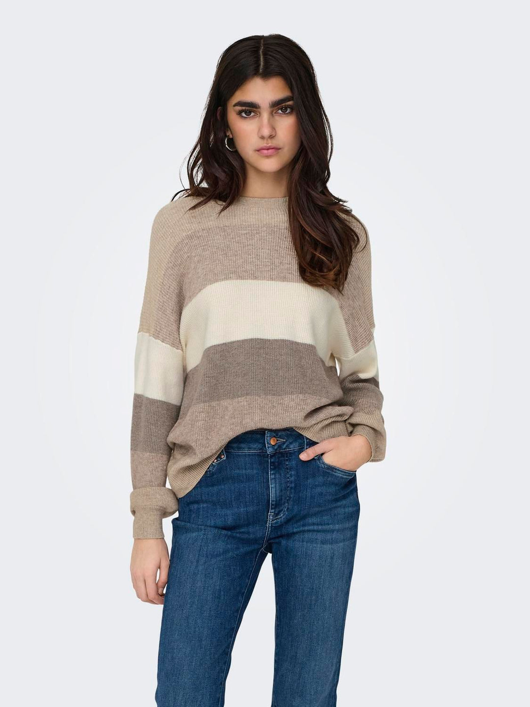 Damen Strickpulli Feather Gray/W. BEIGE/WHITECAP