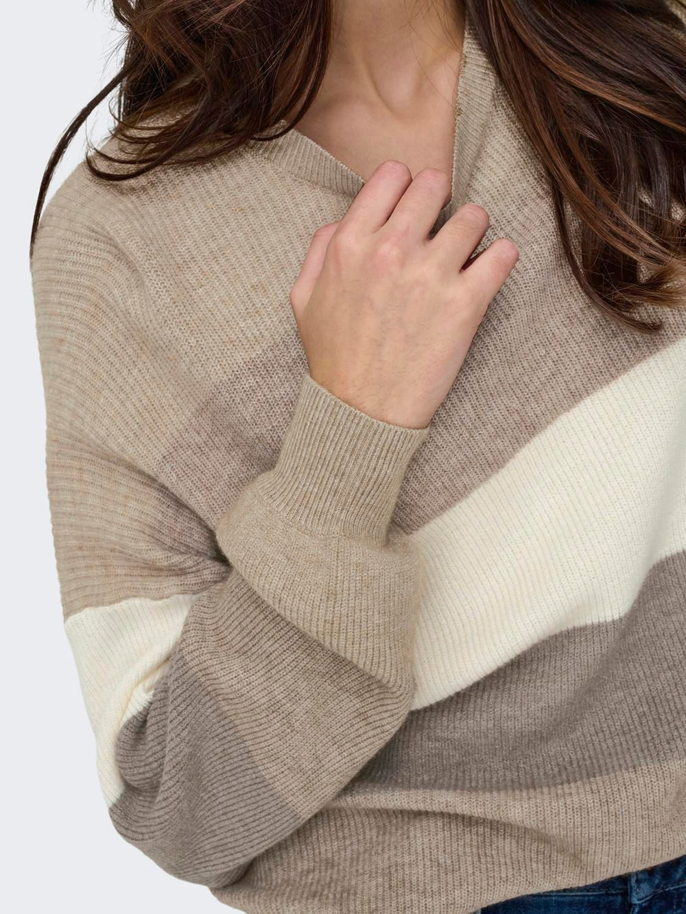 Damen Strickpulli Feather Gray/W. BEIGE/WHITECAP