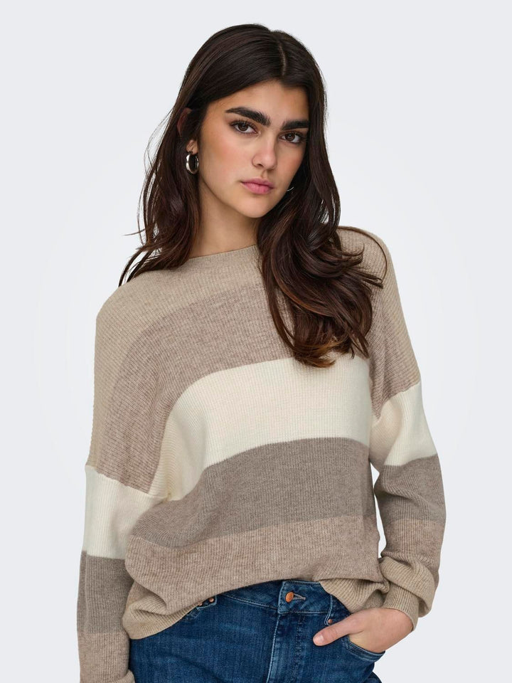 Damen Strickpulli Feather Gray/W. BEIGE/WHITECAP