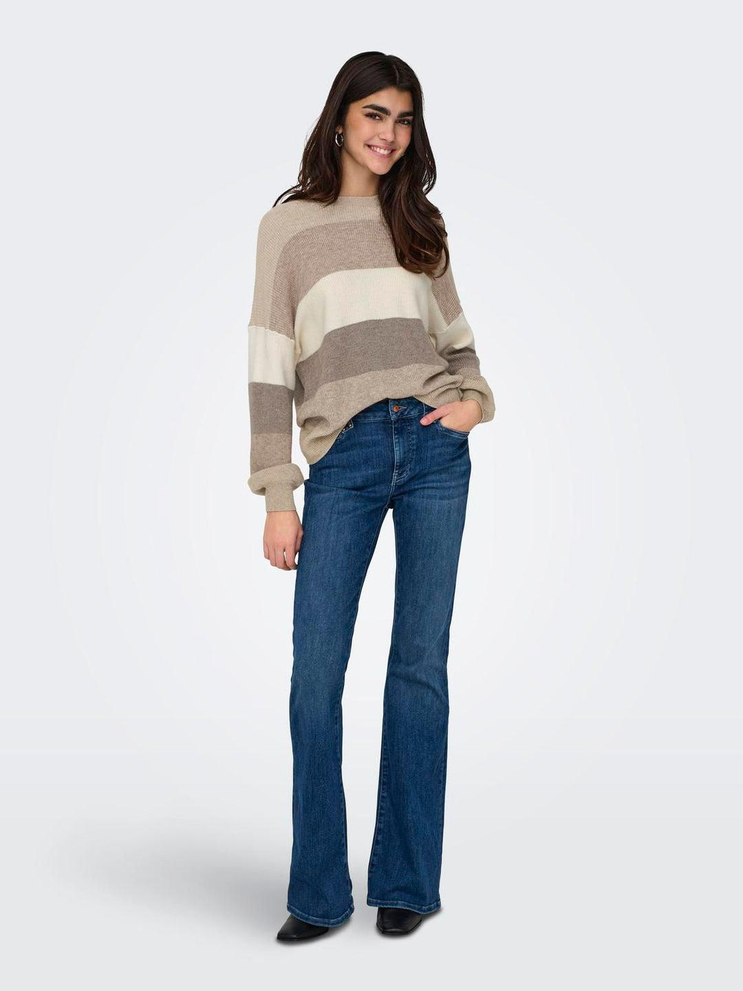 Damen Strickpulli Feather Gray/W. BEIGE/WHITECAP