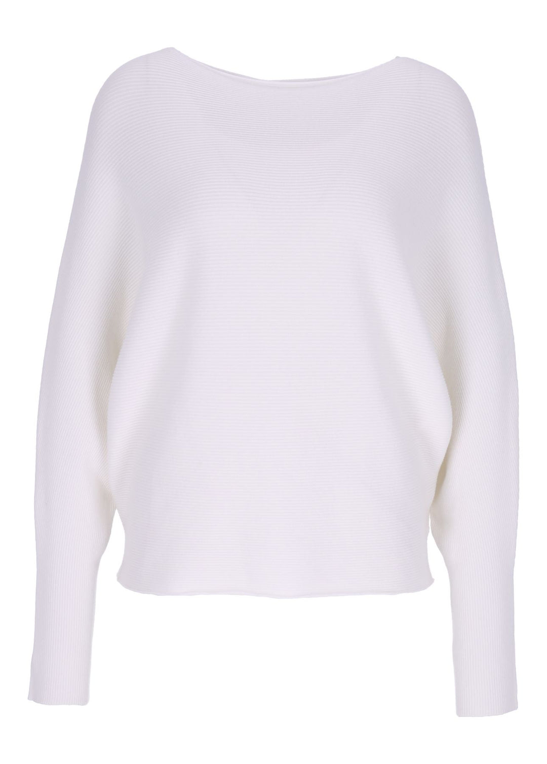 Weißer Damen Strickpullover mit Fledermausärmeln – weich, elegant & modern