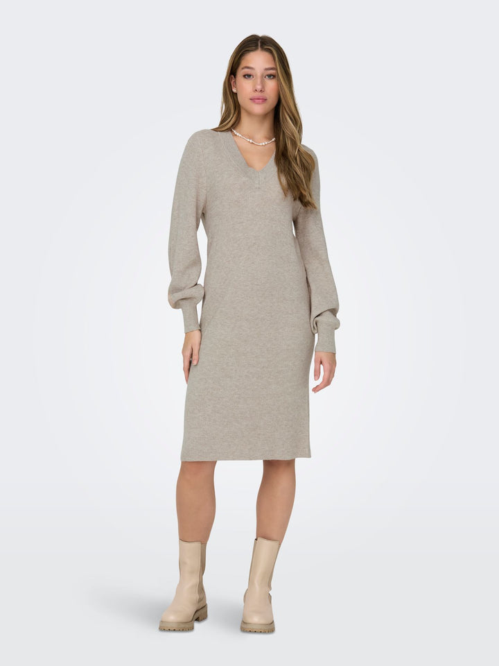 ONLY Katia Langarm Kleid V-Ausschnitt