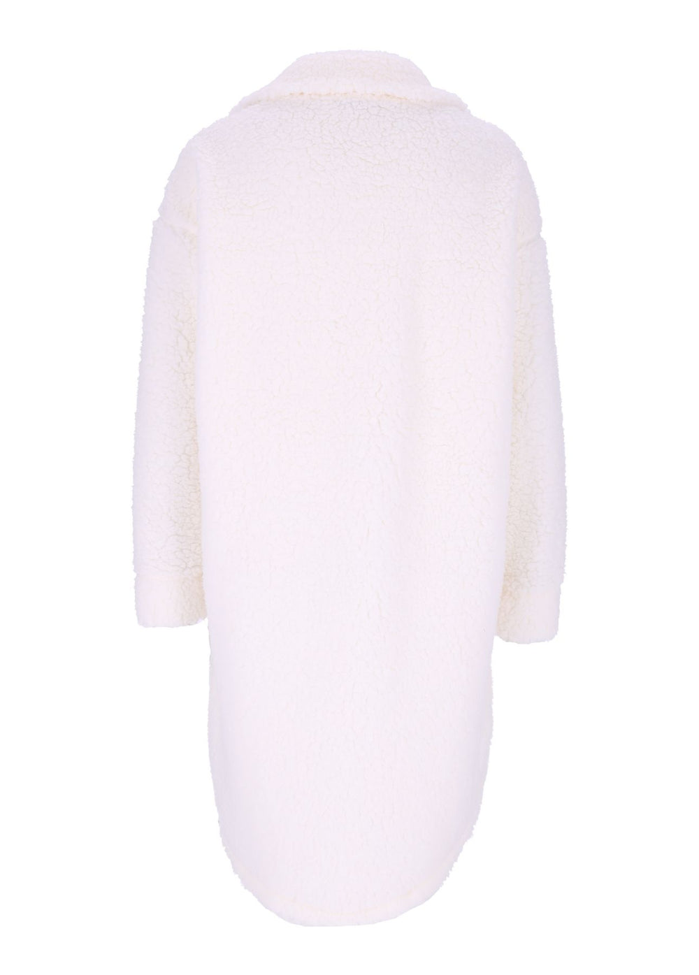 Damen Teddy Blusenjacke mit Stehkragen und Brusttaschen – Bianco