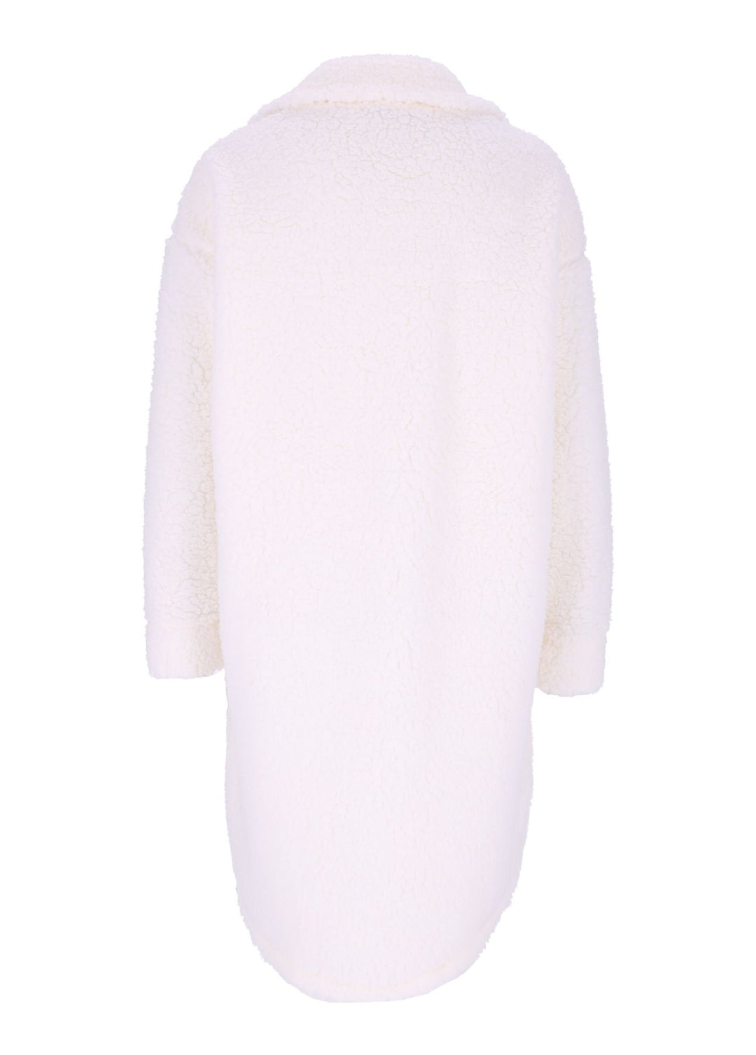 Damen Teddy Blusenjacke mit Stehkragen und Brusttaschen – Bianco