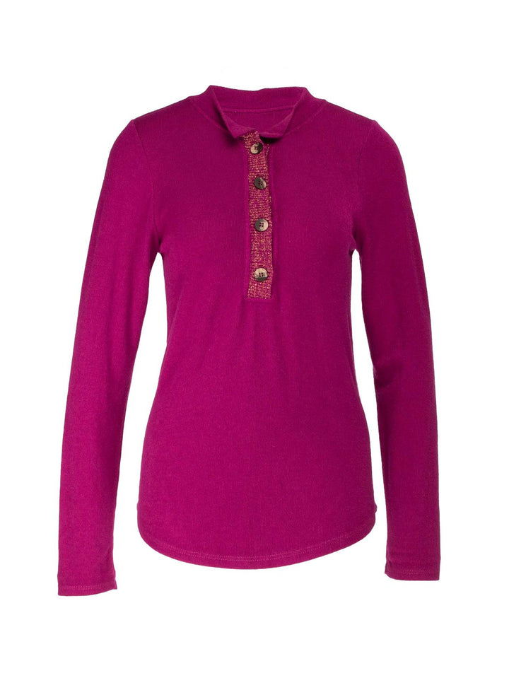 Splash of Color Strick Shirt Knopfleiste