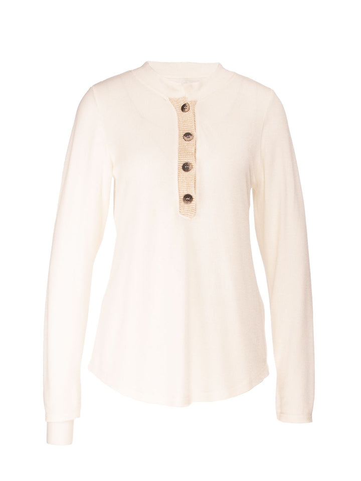 Splash of Color Strick Shirt Knopfleiste