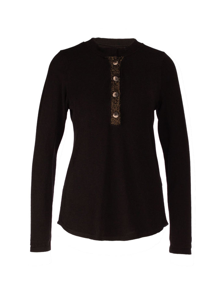 Splash of Color Strick Shirt Knopfleiste