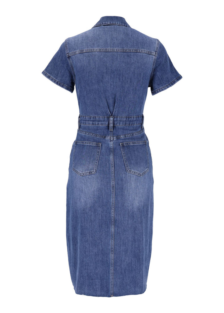 Splash of Color Damen Jeanskleid Kurzarm