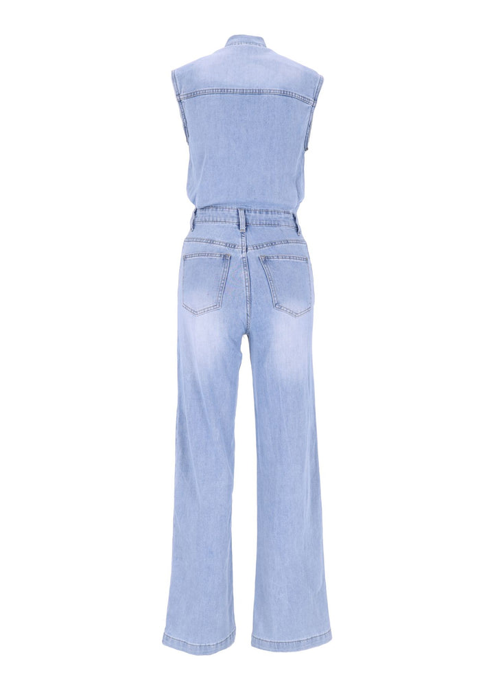 Splash of Color Denim Jumpsuit ärmellos