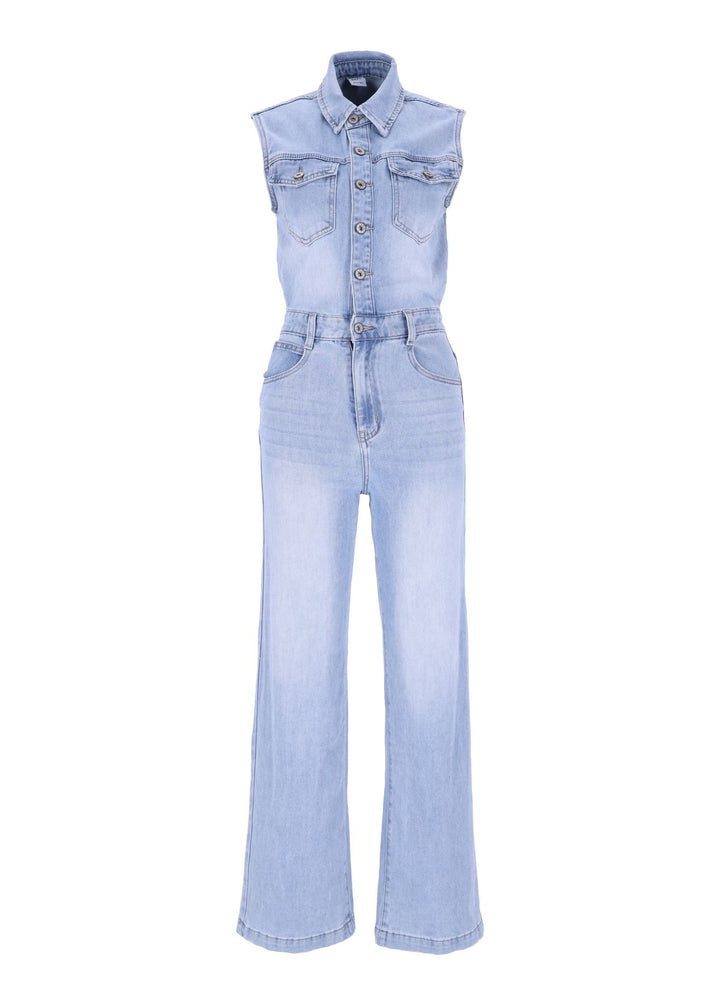 Splash of Color Denim Jumpsuit ärmellos