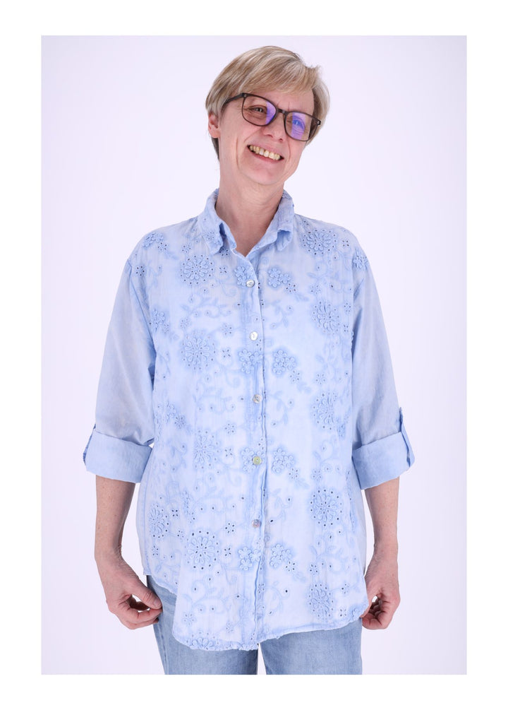 Splash of Color Bluse Damen Stickerei