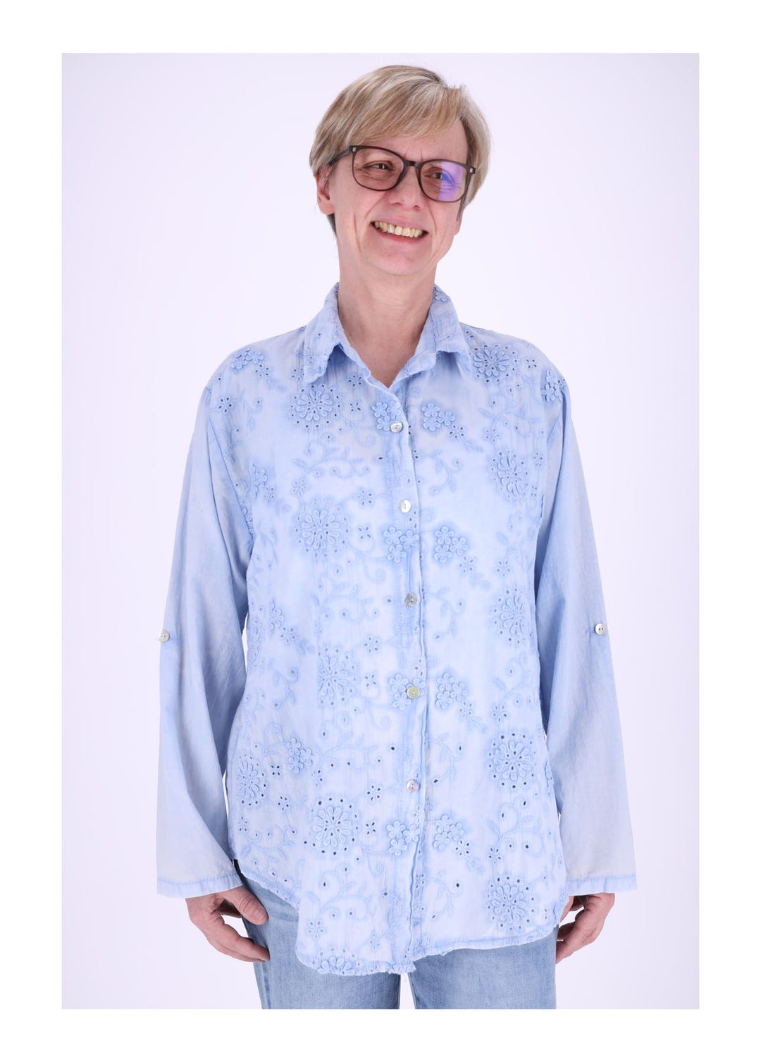 Splash of Color Bluse Damen Stickerei