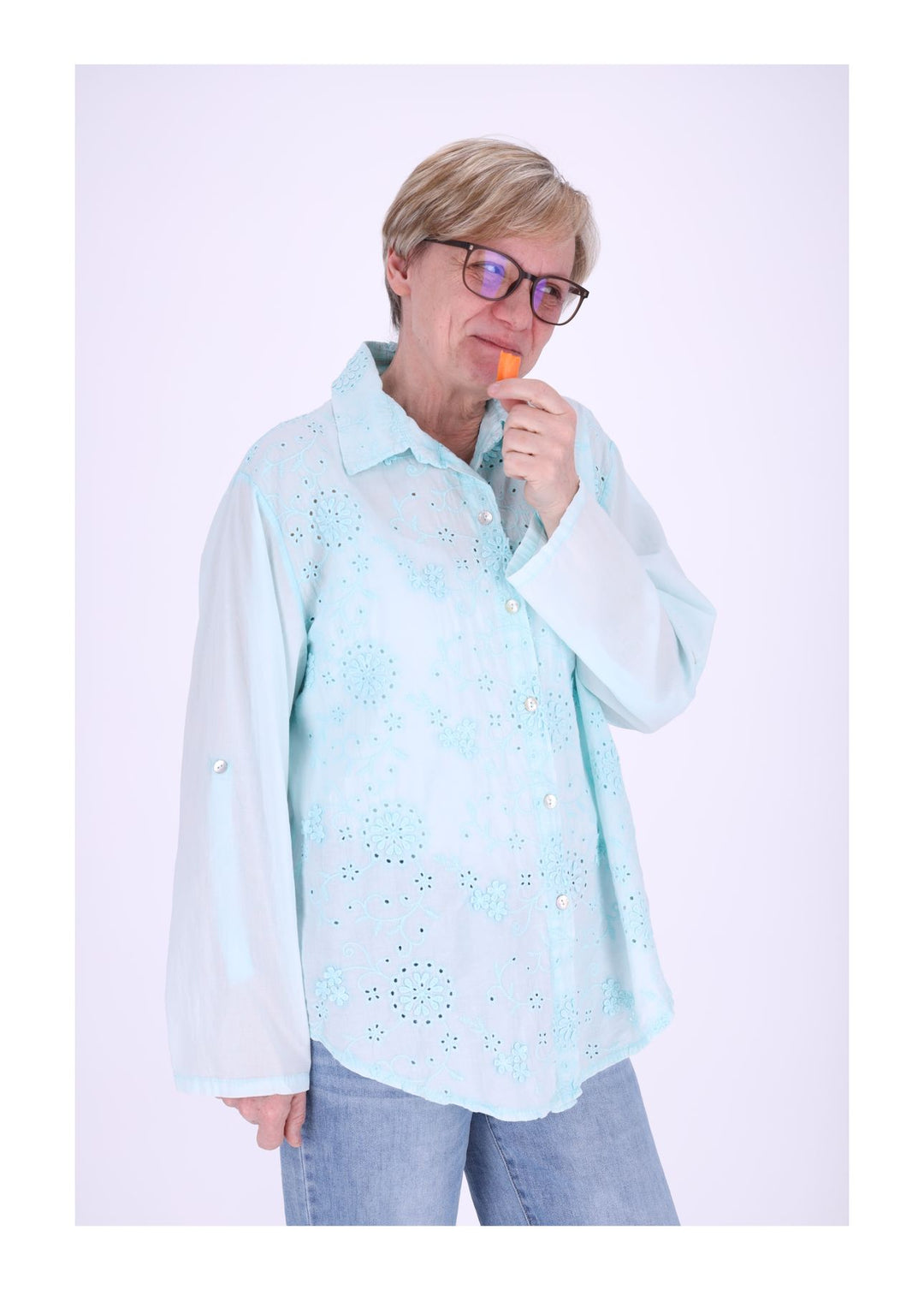 Splash of Color Bluse Damen Stickerei