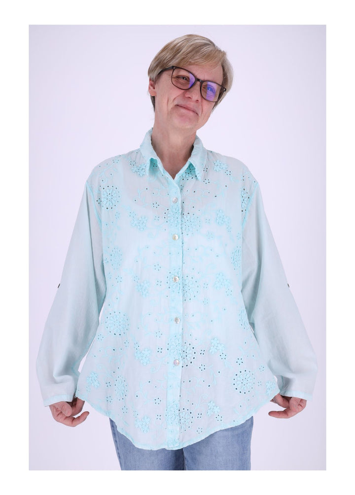 Splash of Color Bluse Damen Stickerei
