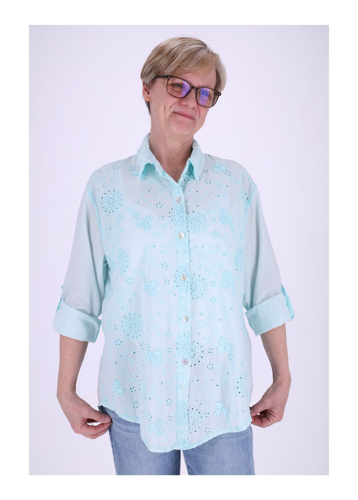 Splash of Color Bluse Damen Stickerei