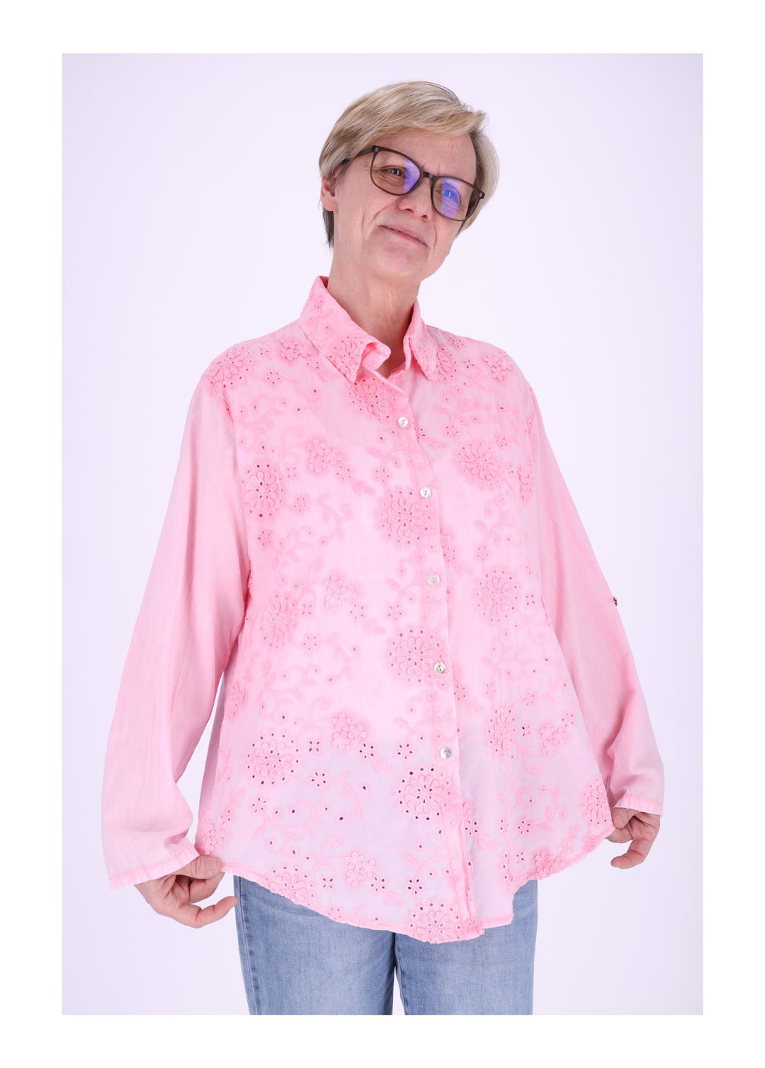 Splash of Color Bluse Damen Stickerei