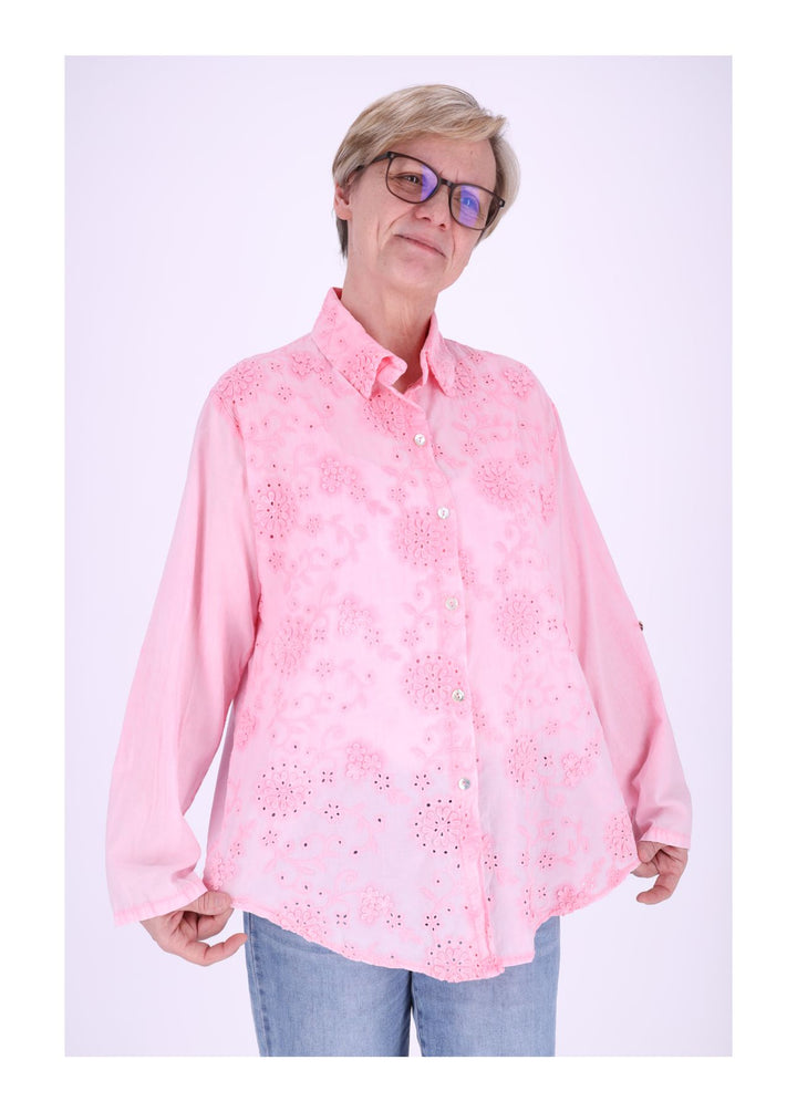 Splash of Color Bluse Damen Stickerei