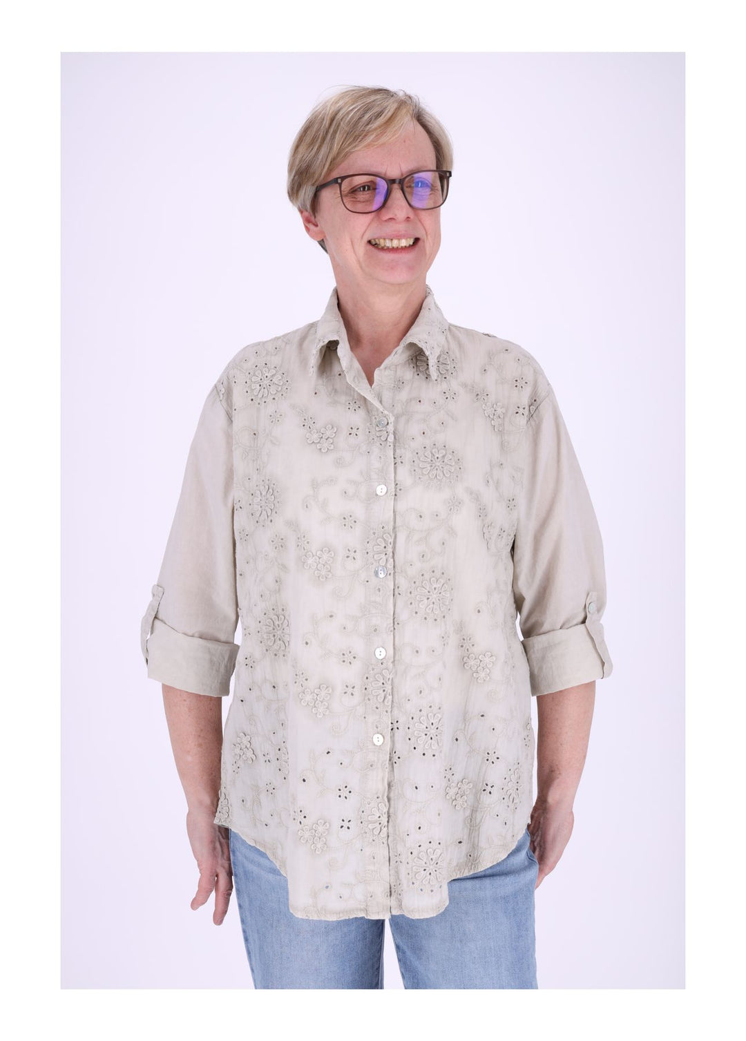 Splash of Color Bluse Damen Stickerei