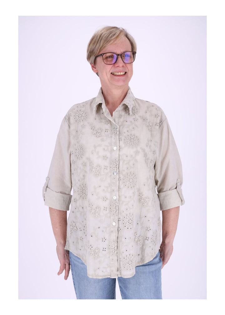 Splash of Color Bluse Damen Stickerei