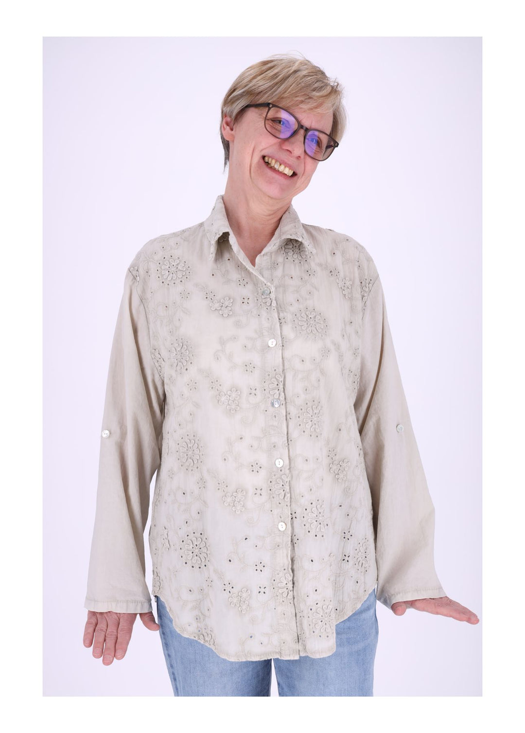 Splash of Color Bluse Damen Stickerei
