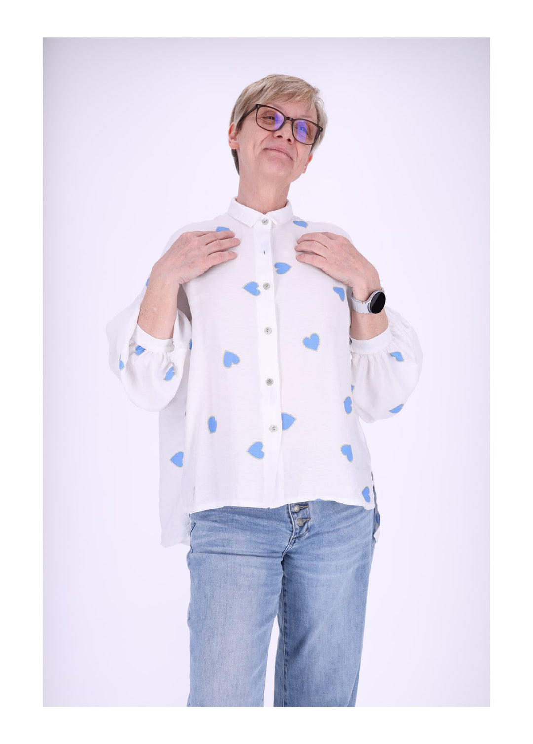 Splash of Color Langarm Bluse Babydoll