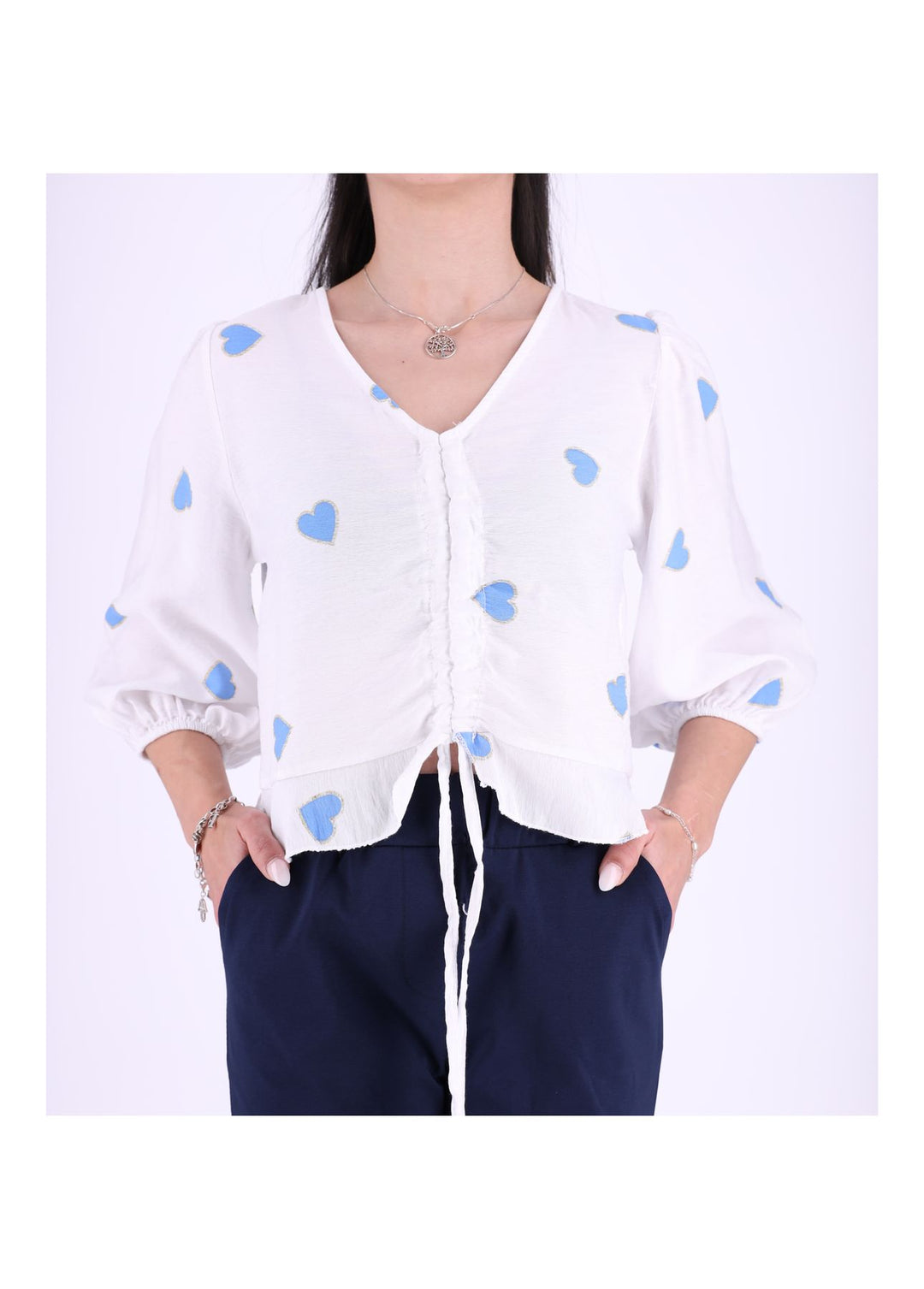 Splash of Color Damen Shirt kurz Raffung