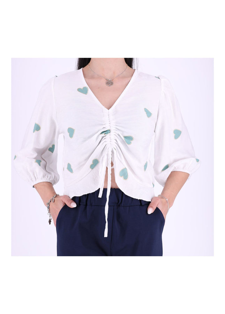 Splash of Color Damen Shirt kurz Raffung