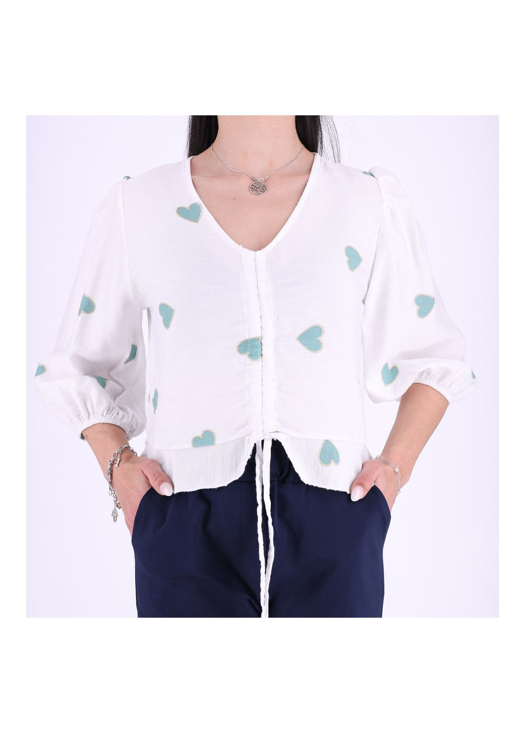 Splash of Color Damen Shirt kurz Raffung