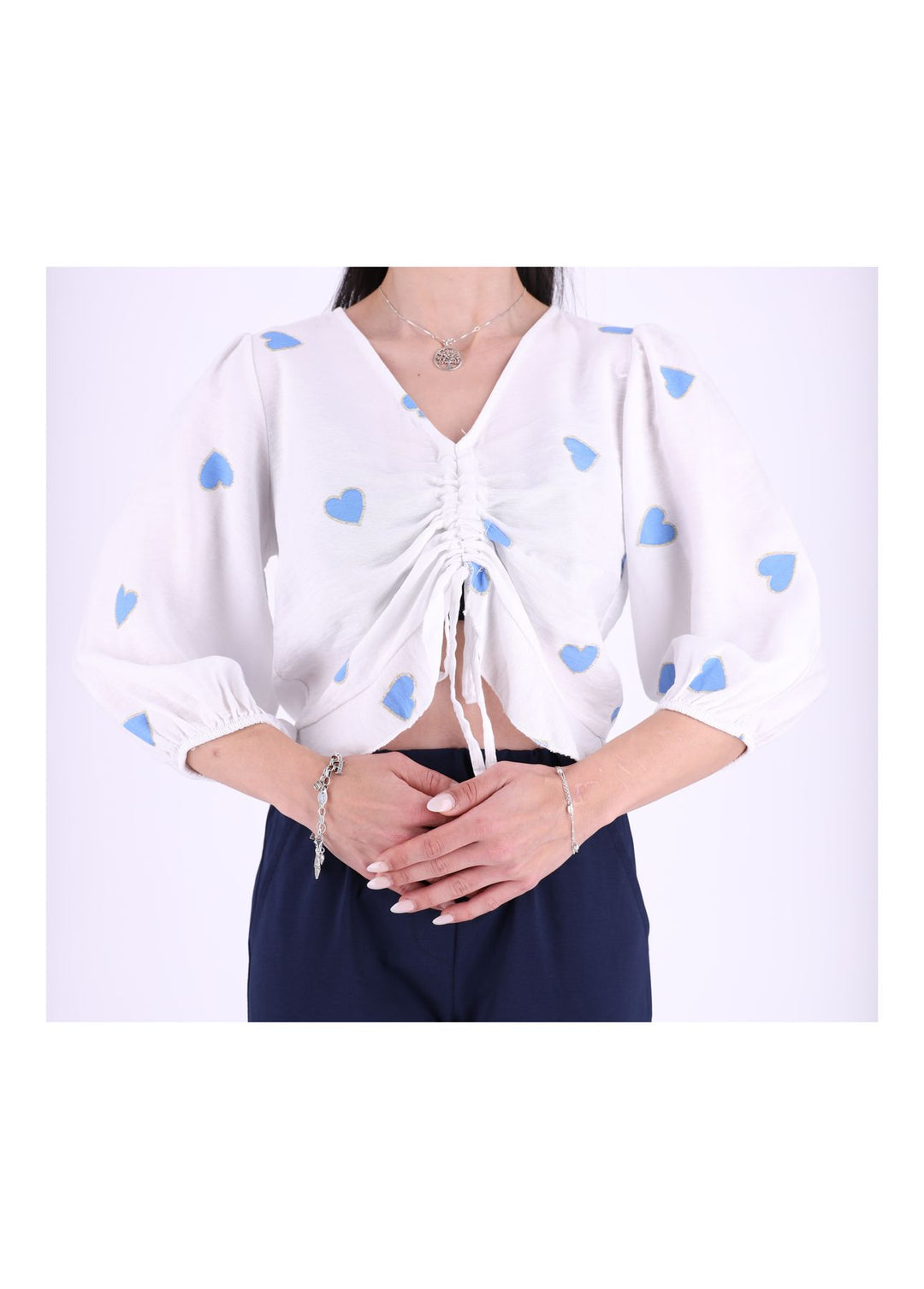 Splash of Color Damen Shirt kurz Raffung