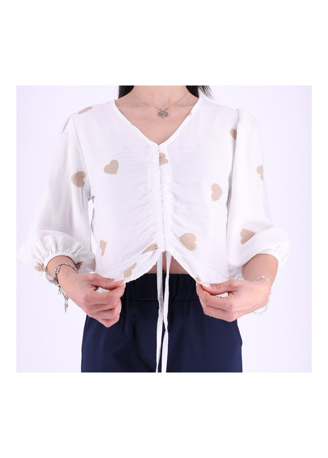 Splash of Color Damen Shirt kurz Raffung