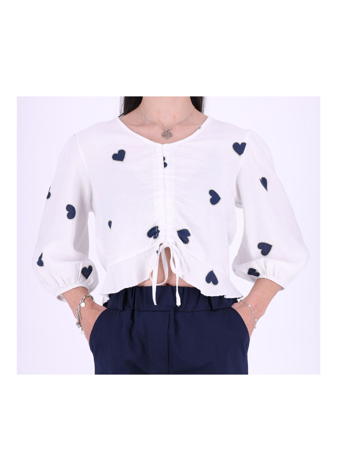 Splash of Color Damen Shirt kurz Raffung