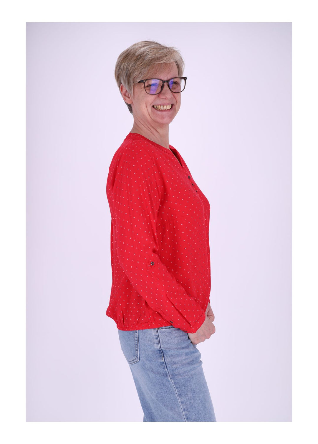 Splash of Color Karo-Bluse