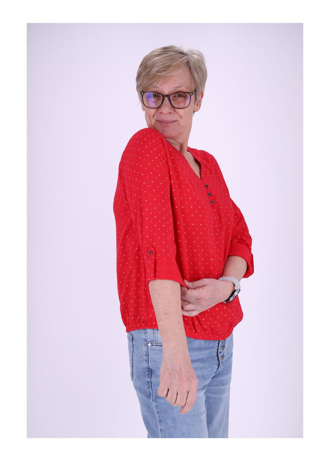 Splash of Color Karo-Bluse