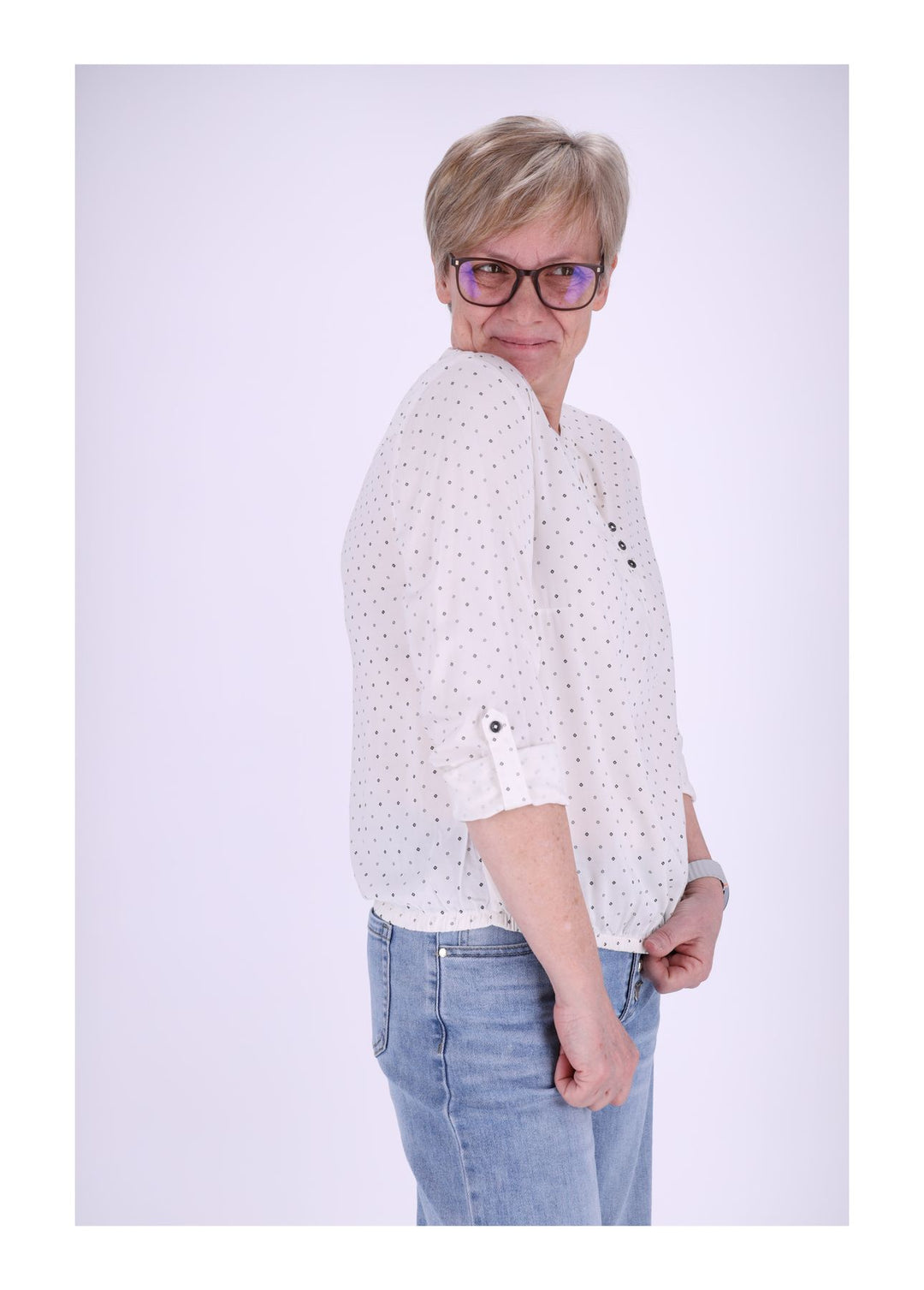 Splash of Color Karo-Bluse