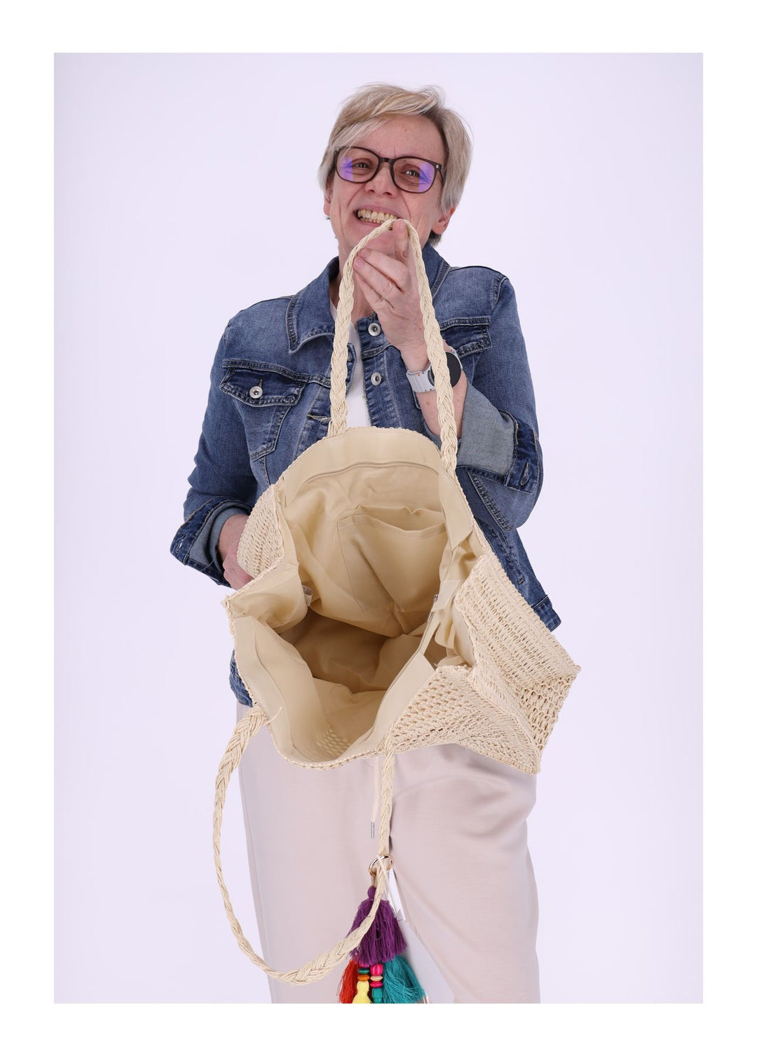 Basttasche Groß mit Bommel