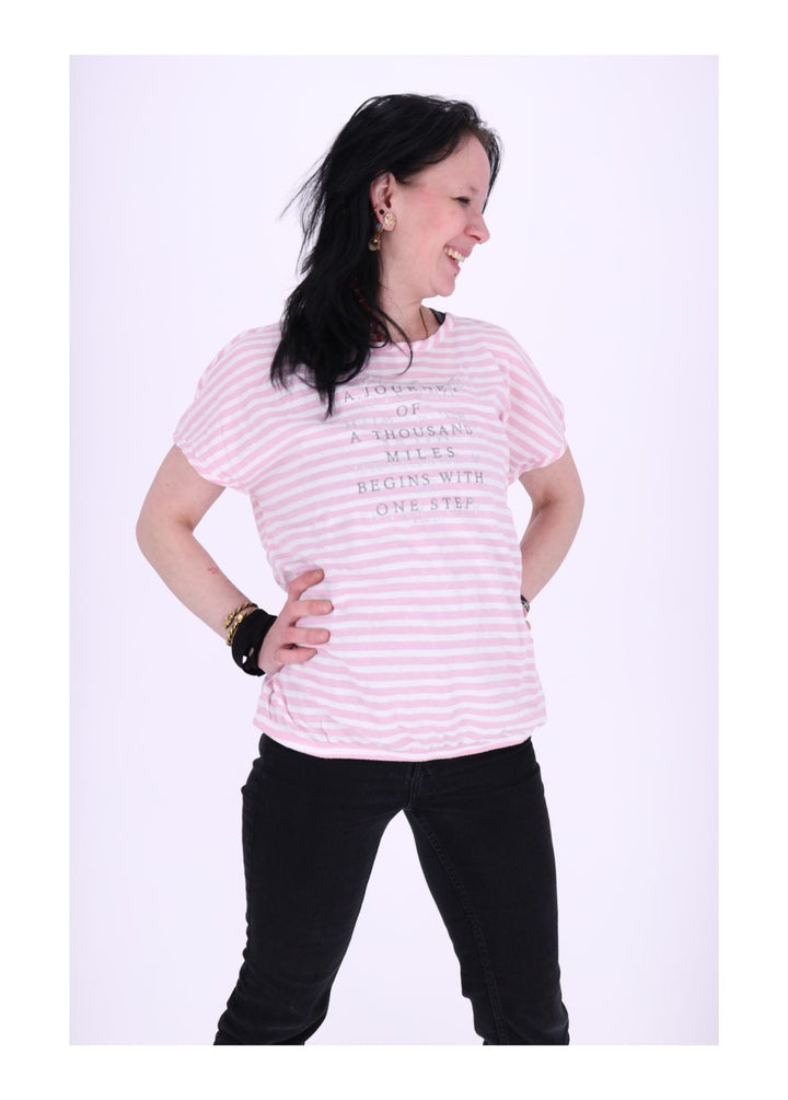 SOQUESTO Damen T-Shirt Ringel Glitzer