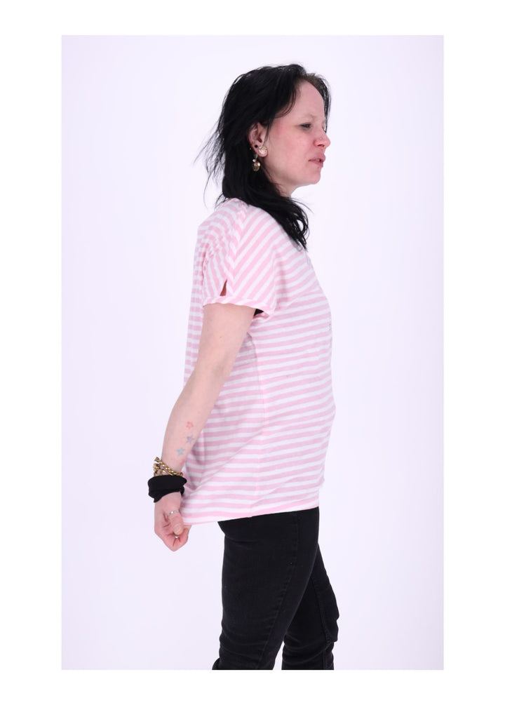 SOQUESTO Damen T-Shirt Ringel Glitzer