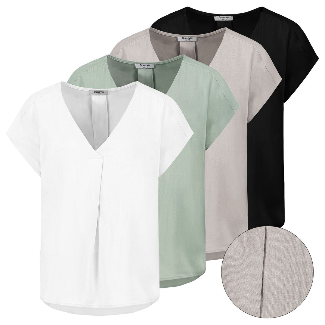 Authentic Style Viskose Bluse V-Ausschnitt