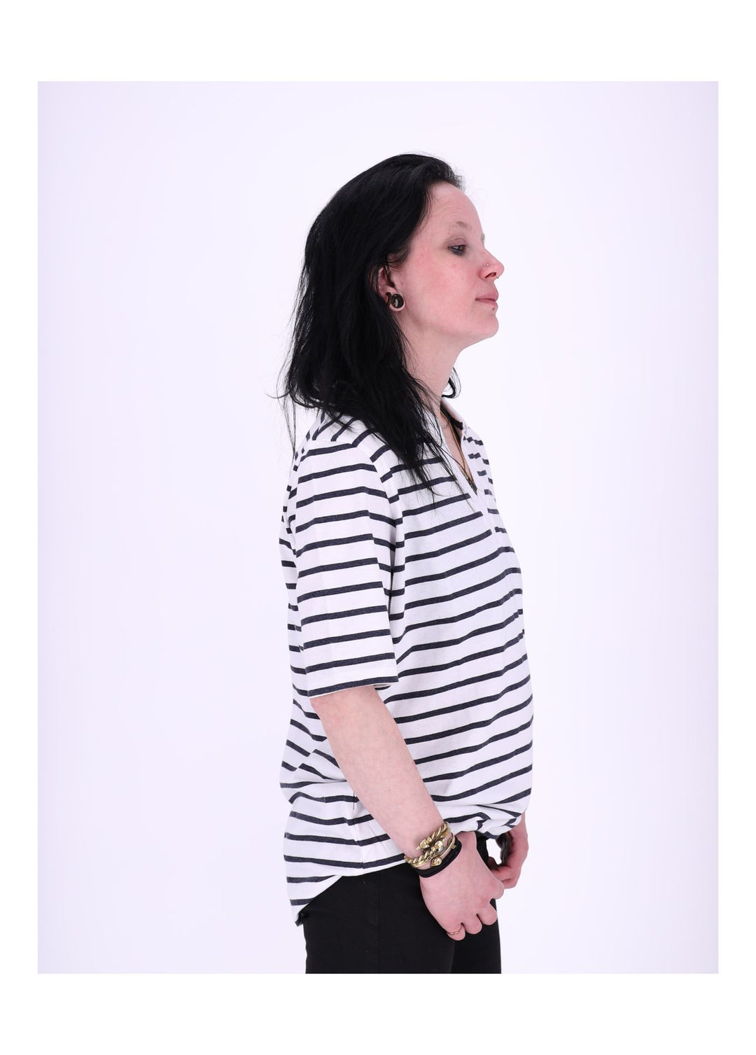 TARA M Damen Poloshirt gestreift