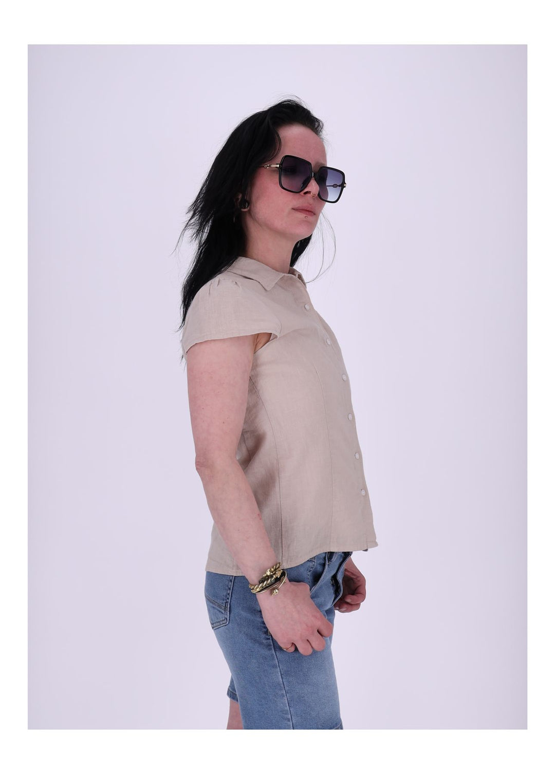 Splash of Color Leinenbluse Damen