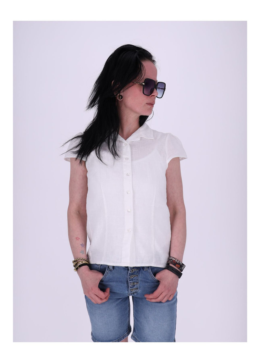 Splash of Color Leinenbluse Damen