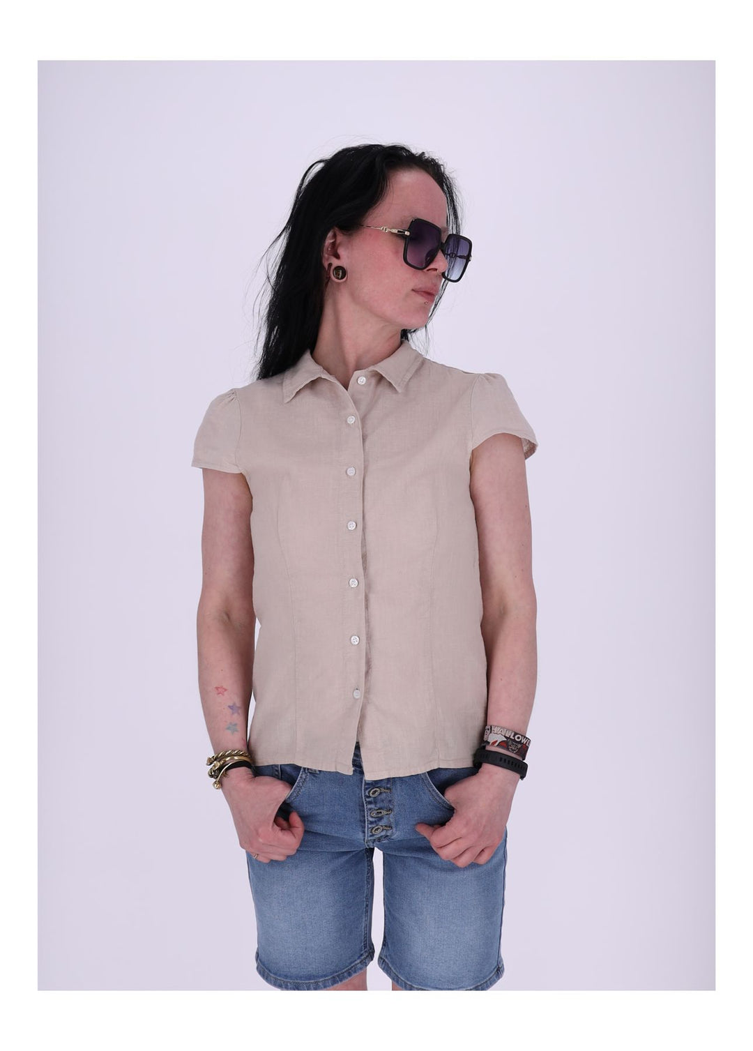 Splash of Color Leinenbluse Damen