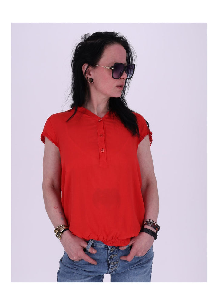Splash of Color Damen T-Shirt Spitzeneinsatz