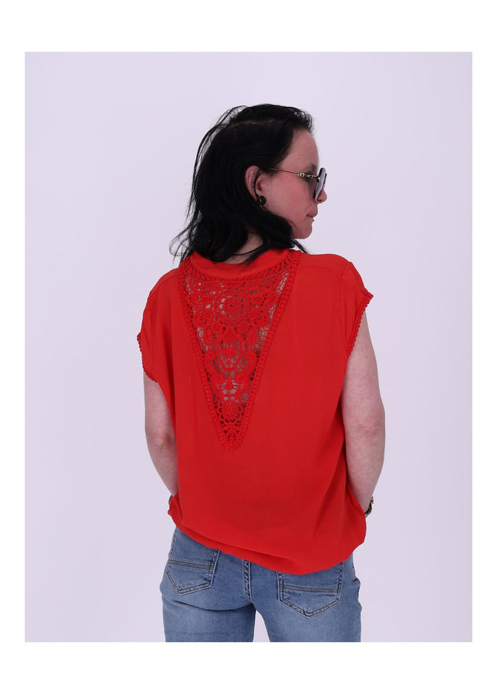 Splash of Color Damen T-Shirt Spitzeneinsatz