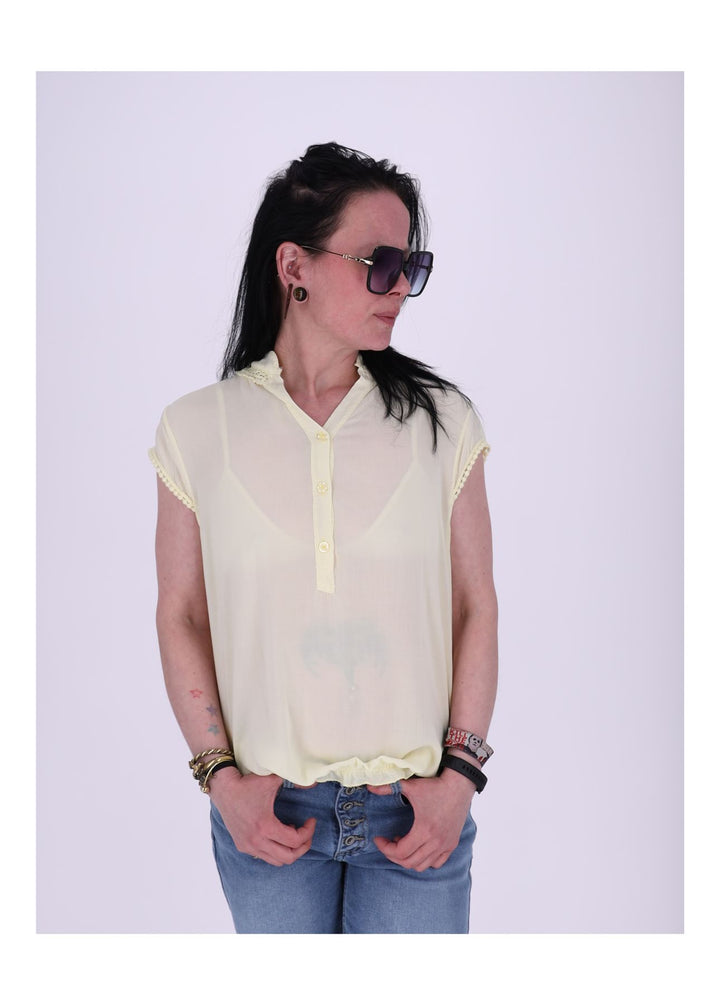 Splash of Color Damen T-Shirt Spitzeneinsatz
