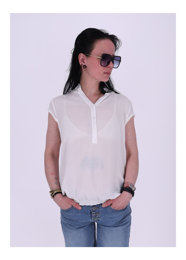 Splash of Color Damen T-Shirt Spitzeneinsatz